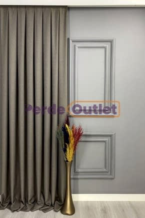 Hazır Ölçü Keten Vizon Fon Perde