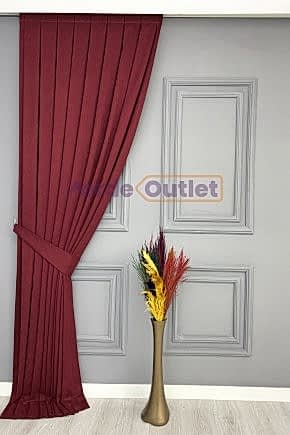 Hazır Bordo Düz Fon Perde