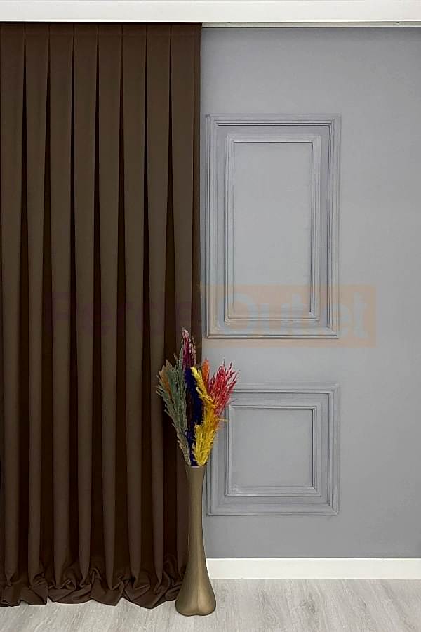 Koyu Kahve Düz Fon Perde
