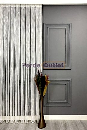 Hazır Ekru Çizgili Tül Perde