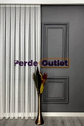 Ekru İnce Düz Çizgili Tül Perde