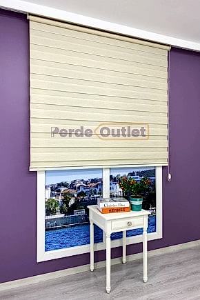 Bej Rengi Bambu Zebra Perde