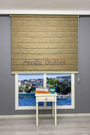 Kahve Yeşil Kırçıllı Bambu Zebra Perde