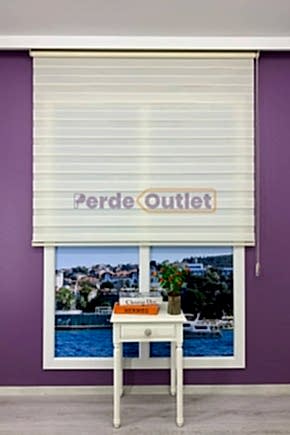 Krem Düz Zebra Perde