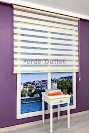 Krem Düz Zebra Perde