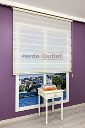 Krem Geniş Plise Pileli Zebra Perde